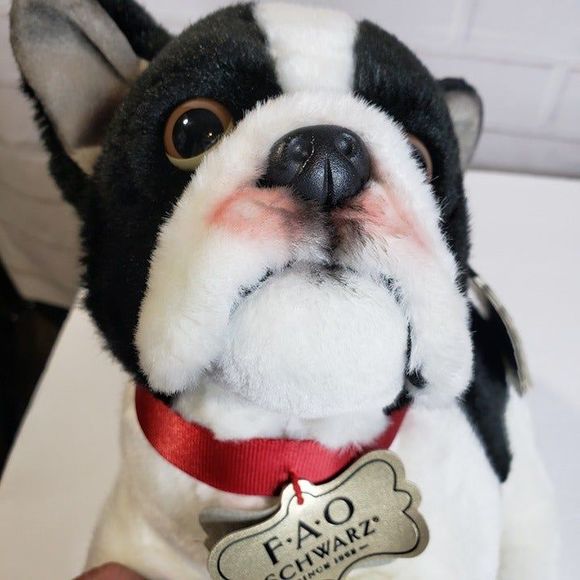 FAO Schwarz Realistic Boston Terrier Puppy Dog Plush Stuffed Animal with Tags - Picture 5 of 12